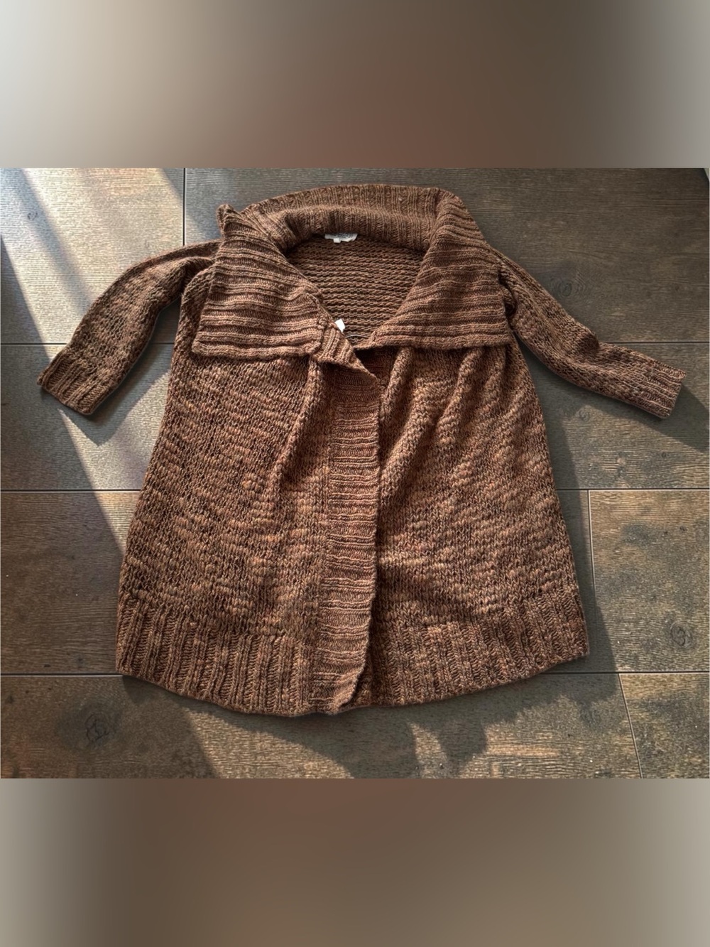 Vintage Ruehl No. 925 women’s chunky knit cardigan sweater in a beautiful marled